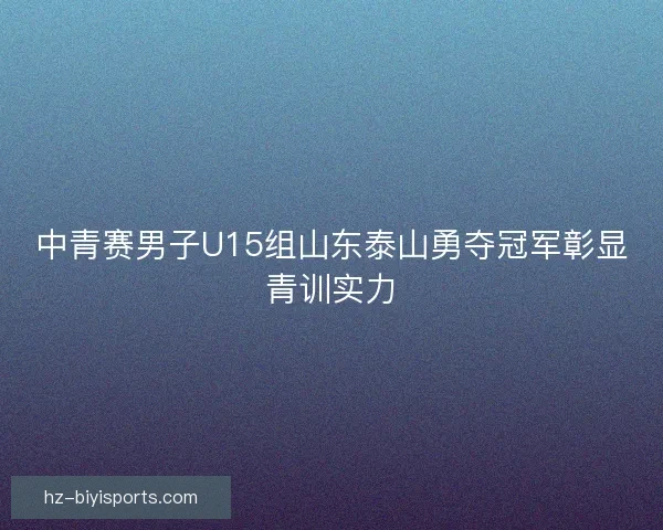 中青赛男子U15组山东泰山勇夺冠军彰显青训实力