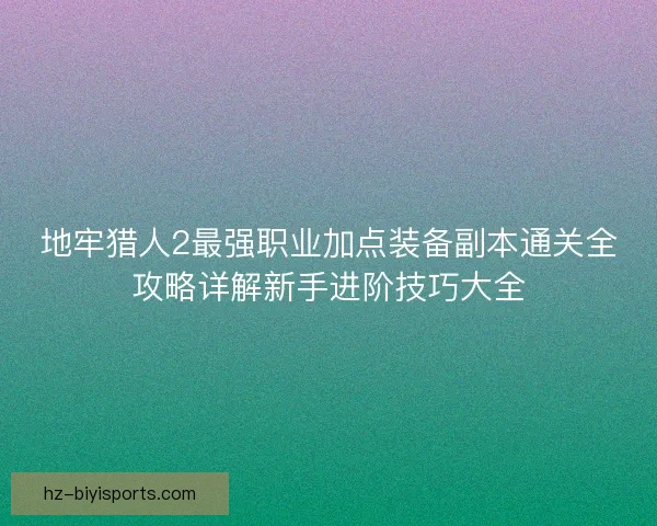 地牢猎人2最强职业加点装备副本通关全攻略详解新手进阶技巧大全